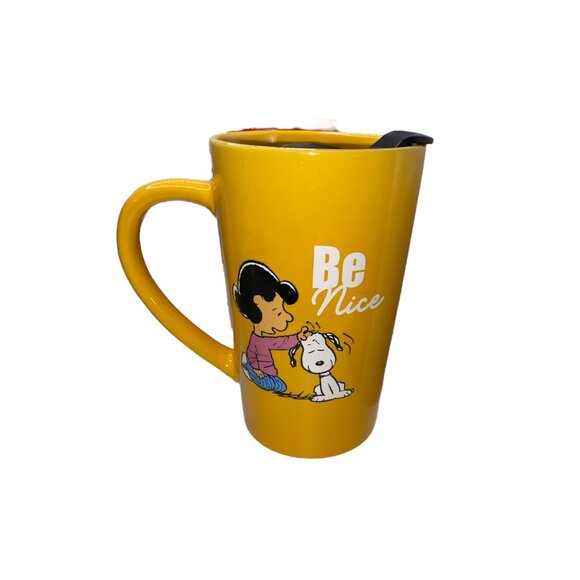 Peanuts Ceramic Travel Mugs/M1Cups Set Of 4 With Lids Inspiration Cartoon Snoopy - Picture 7 of 12